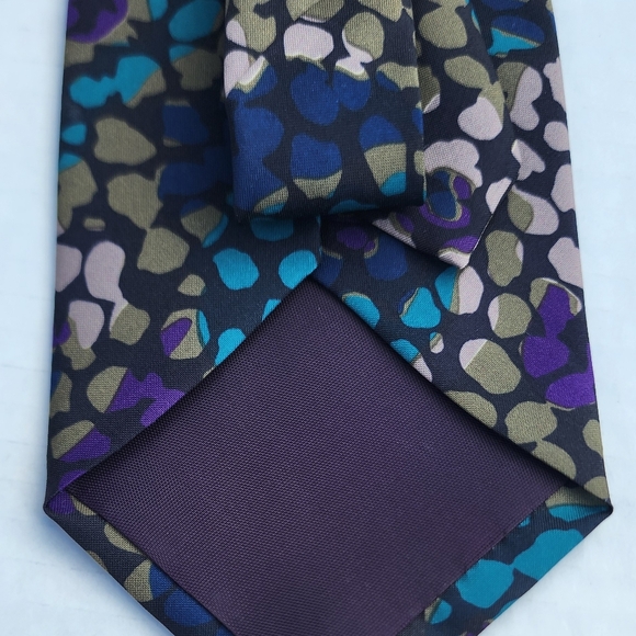 Italian Men's Multicolor 100% Silk Tie - Picture 3 of 3